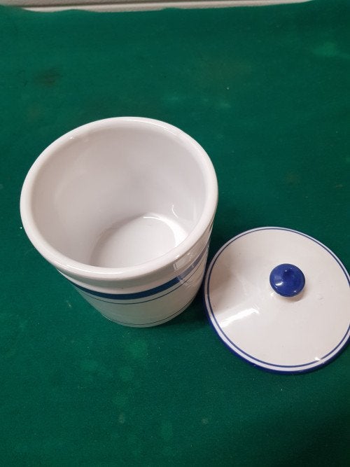 voorraadpot wit met blauwe randen aardewerk, Ophalen of Verzenden, 'T Olde Gre-j, Info@toldegrej.nl, Endepoelstraat 20f Didam