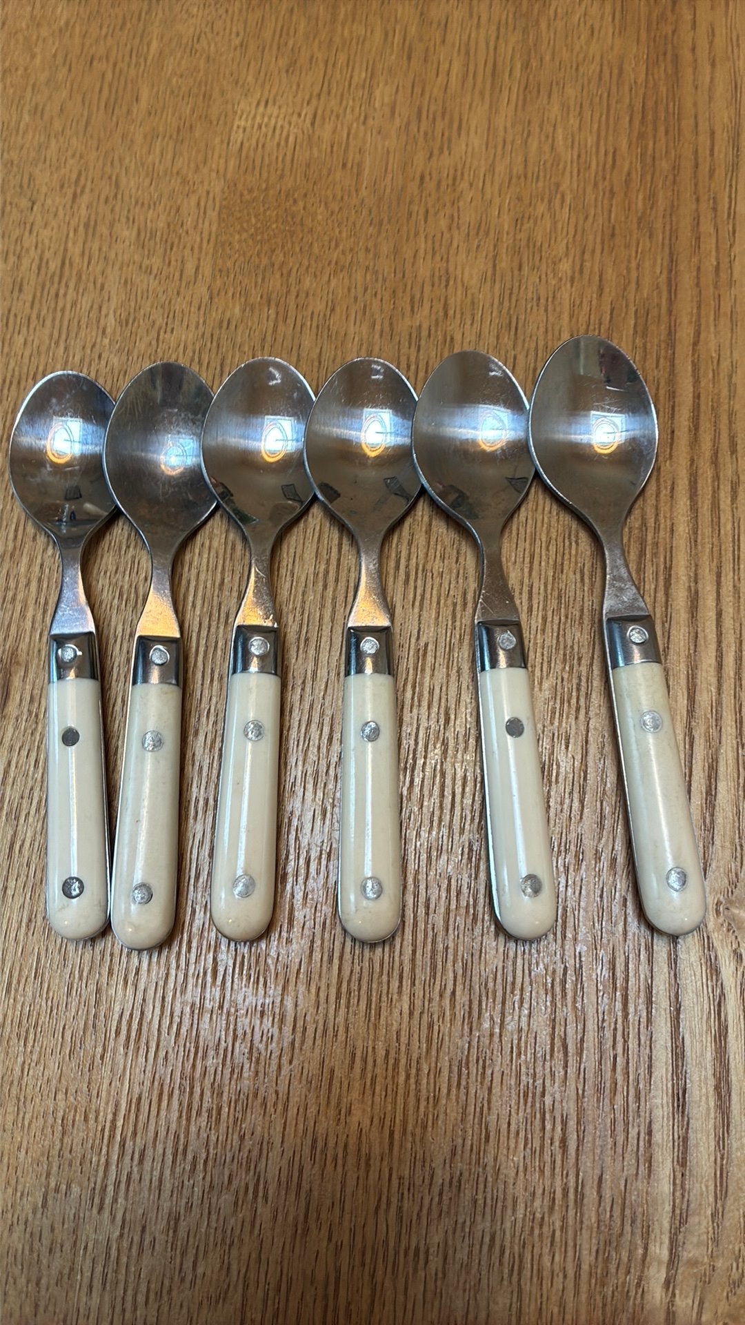 Set van 6 Franse bistro theelepels Sabatier?, Theelepel, Gebruikt, Los bestek, Ophalen of Verzenden