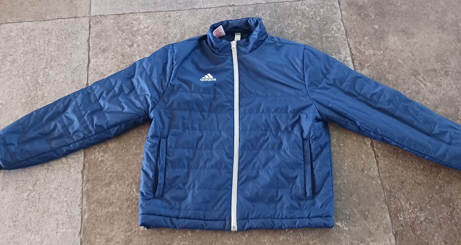 Adidas Puffer Jack Blauw - Maat 152 - Als Nieuw, Adidas, Jongen of Meisje, Ophalen of Verzenden, Zo goed als nieuw
