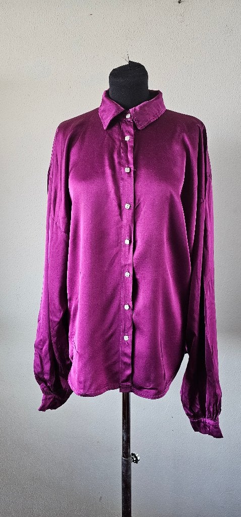 Les Jumelles paarse satijnen blouse maar xl (17325), Paars, Maat 46/48 (XL) of groter, Ophalen of Verzenden, Les Jumelles