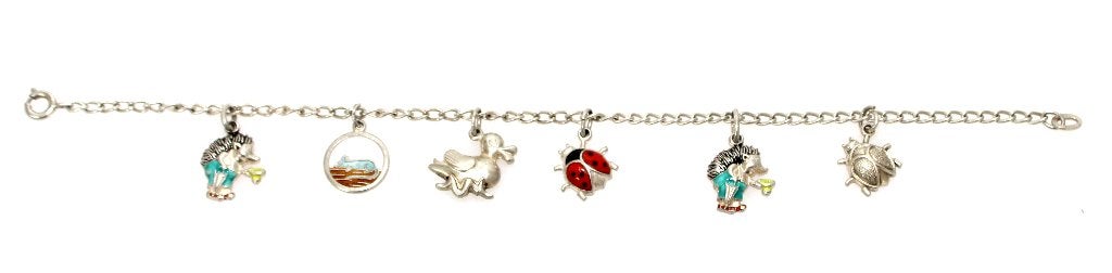 Schitterende Zilver Emaille Bedel Armband, Sieraden, Tassen en Uiterlijk, Armbanden, Ophalen of Verzenden, Zo goed als nieuw, Met bedels of kralen