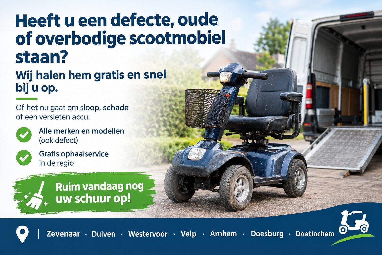 Heeft u een defecte, oude of overbodige scootmobiel staan?W, Ophalen of Verzenden, X, X, X