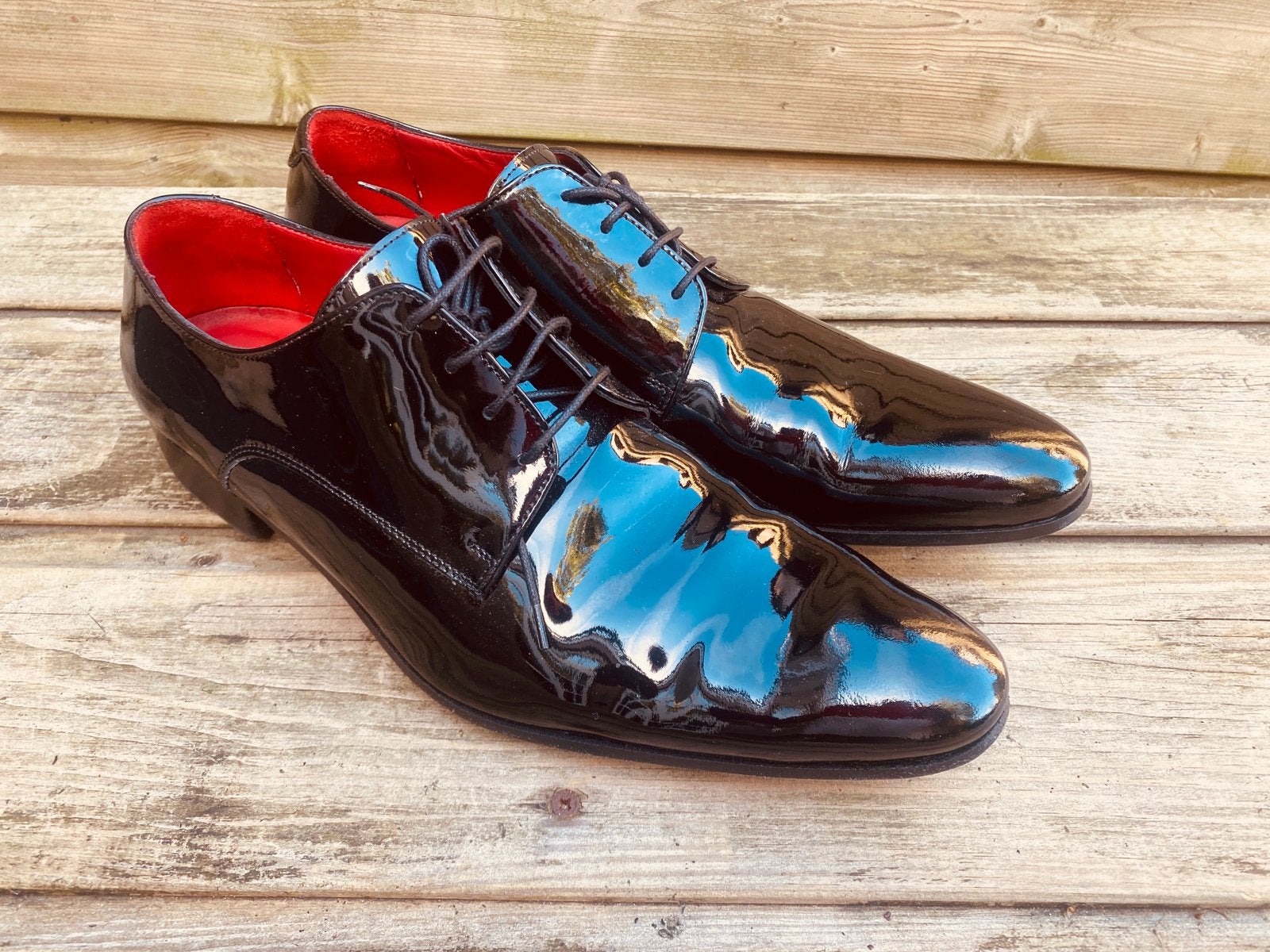 Oger zwarte lakleren schoenen maat 44, Zwart, Ophalen of Verzenden, Zo goed als nieuw, Veterschoenen