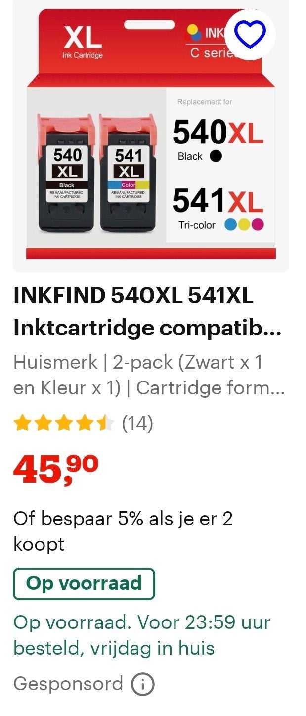 Ink Cartridge BLACK PG-540XL   -   COLOR CL-541XL, Computers en Software, Printerbenodigdheden, Ophalen, Nieuw, Cartridge, Inkfind