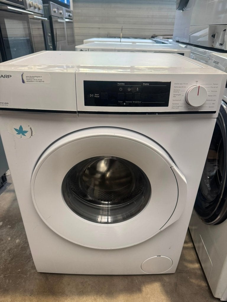 Sharp Wasmachine schoon garantie bezorging, Ophalen, Gebruikt, Voorlader, 85 tot 90 cm