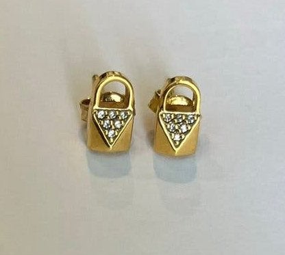 Michael Kors oorbellen goudkleurig met steentjes, Gebruikt, Ophalen of Verzenden, Knopjes of Stekers, Goud