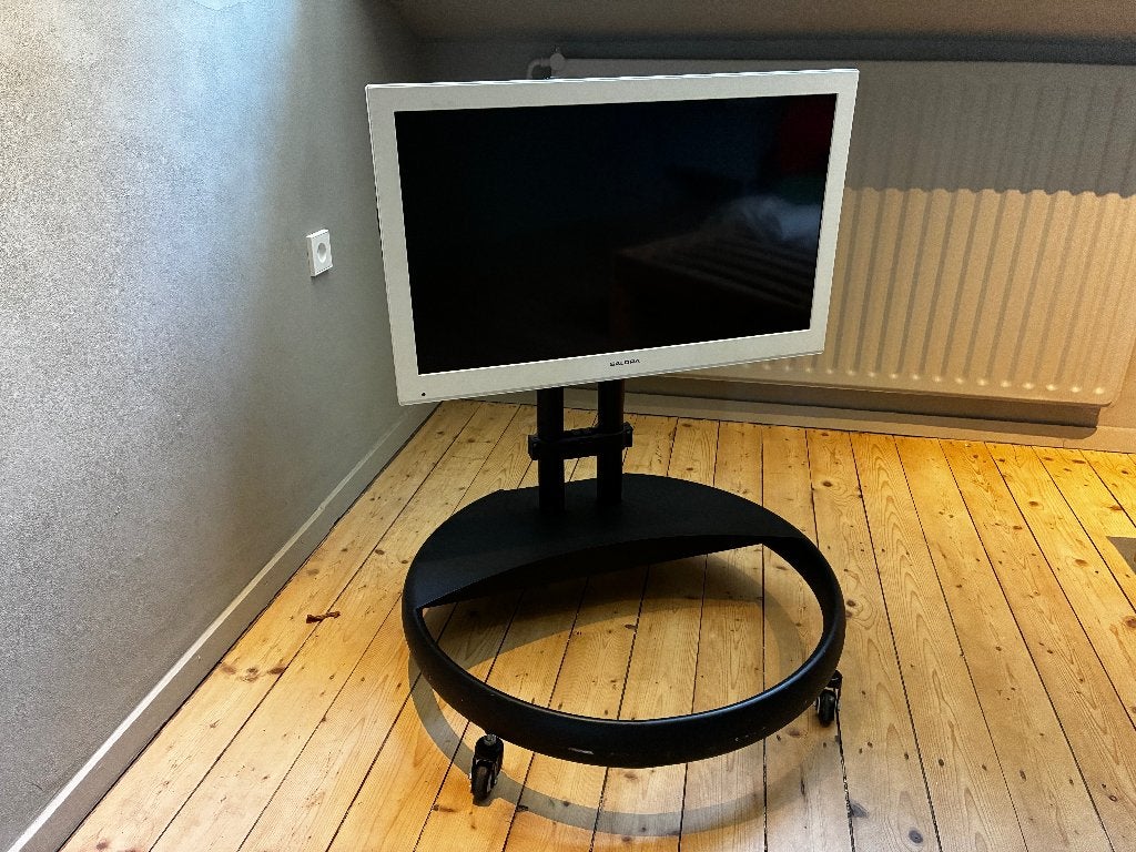 Robuuste verrijdbare TV-standaard  - Vloerstandaard wielen, Audio, Tv en Foto, Televisiebeugels, Ophalen, Gebruikt