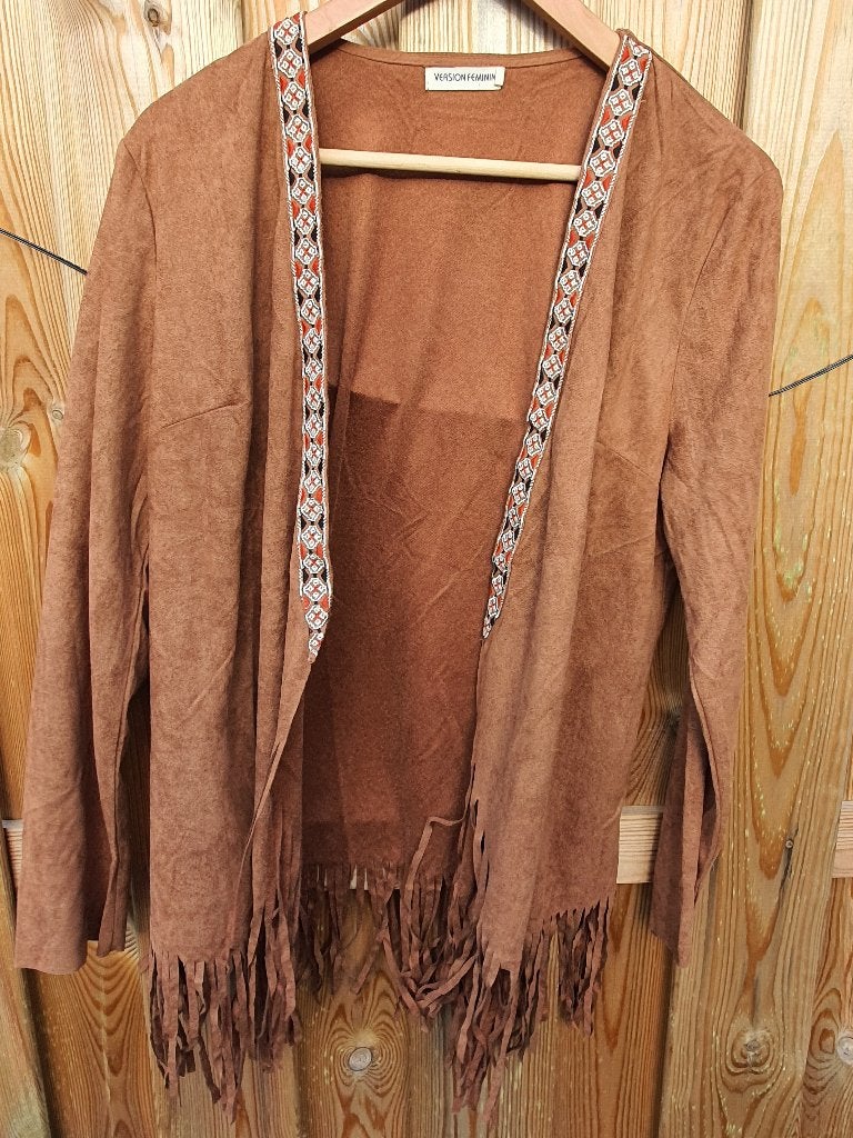 Version Feminin boho vest L franjes suede look, Ophalen of Verzenden, Zo goed als nieuw, Maat 38/40 (M), Bruin