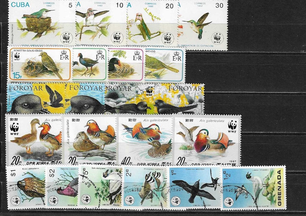 5 series vogels birds WNF, Verzenden, Postfris, Dier of Natuur