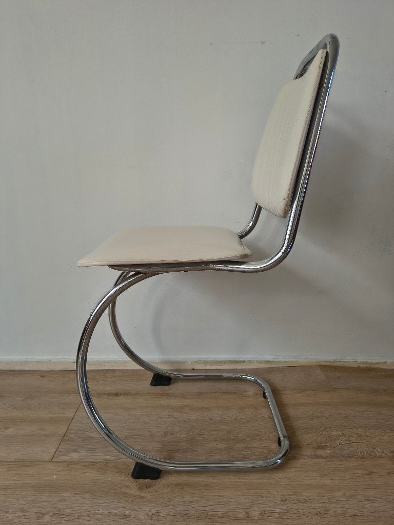 Set van 2 Vintage Buisstoelen / Cantilever – Off-White, Twee, Wit, Onbekend, Ophalen of Verzenden