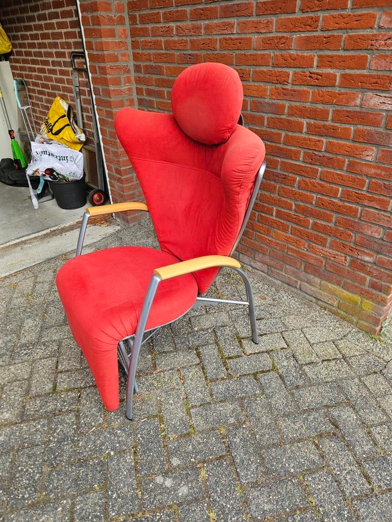 Comfortabele rode fauteuil met metalen frame, Huis en Inrichting, Fauteuils, Gebruikt, 75 tot 100 cm, Ophalen of Verzenden, Stof