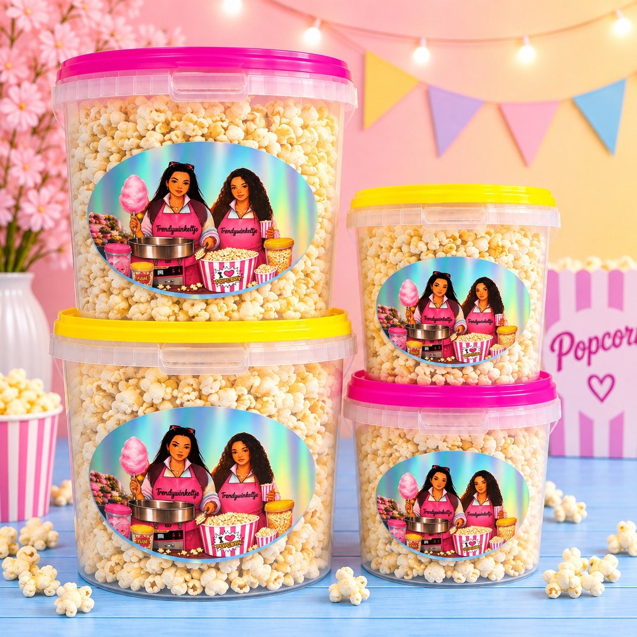 Popcorn & Suikerspin in Handige Emmers Perfect voor Feestjes, Ophalen, Nieuw, Overige