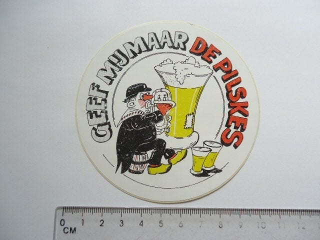 sticker oud CARNAVAL De PILSKES strip bier muziek band cv, Verzenden, Zo goed als nieuw, Bedrijf of Vereniging