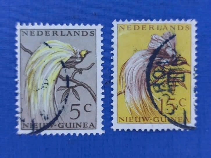 Postzegel Nieuw Guinea 1954 2 zegels Paradijsvogel 23-07, Ophalen of Verzenden, Gestempeld, Nieuw-Guinea
