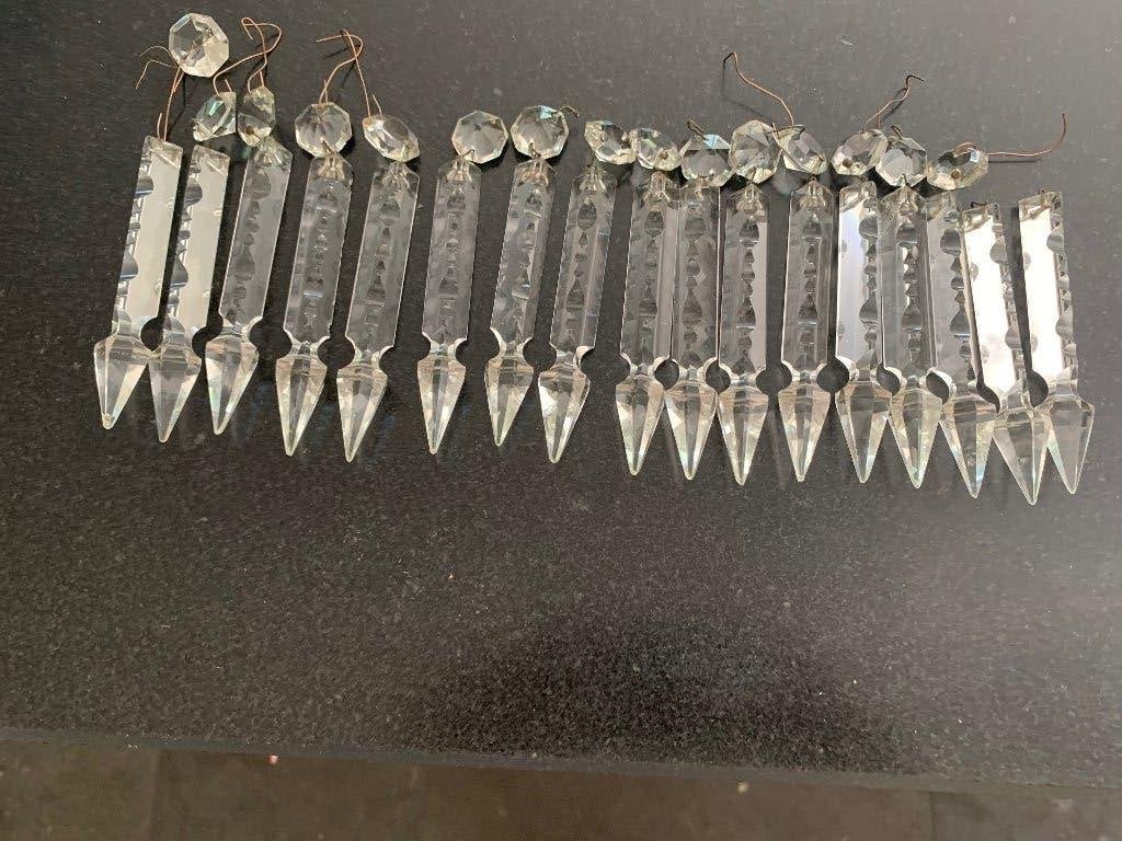 Antieke Art Deco kristal geslepen prisma glas pegels/snoer, Antiek en Kunst, Antiek | Glas en Kristal, Ophalen of Verzenden