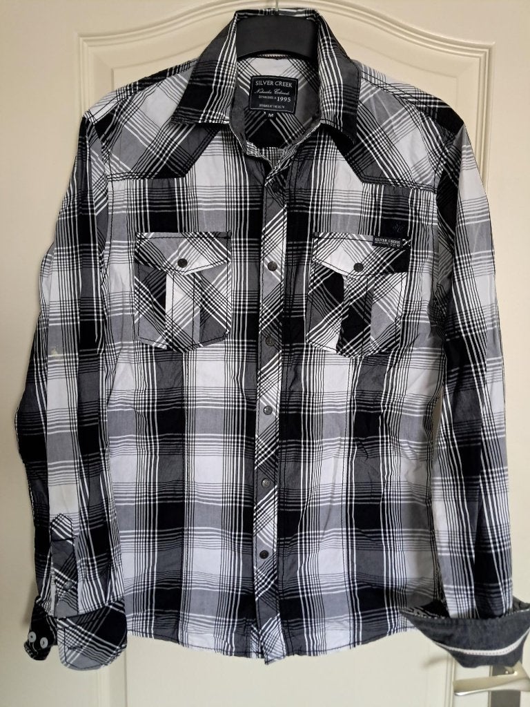 Overhemd Blouse Silver Creek  : Zwart Wit : M, Kleding | Heren, Overhemden, Meerkleurig, Zo goed als nieuw, Silver Creek, Halswijdte 39/40 (M)