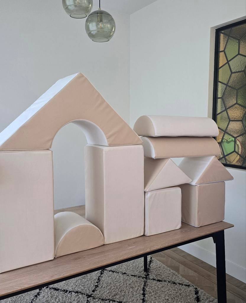 JINDL bouw/foamblokken set - Beige/Wit - set Kasteel, Ophalen of Verzenden, Zo goed als nieuw, Overige merken
