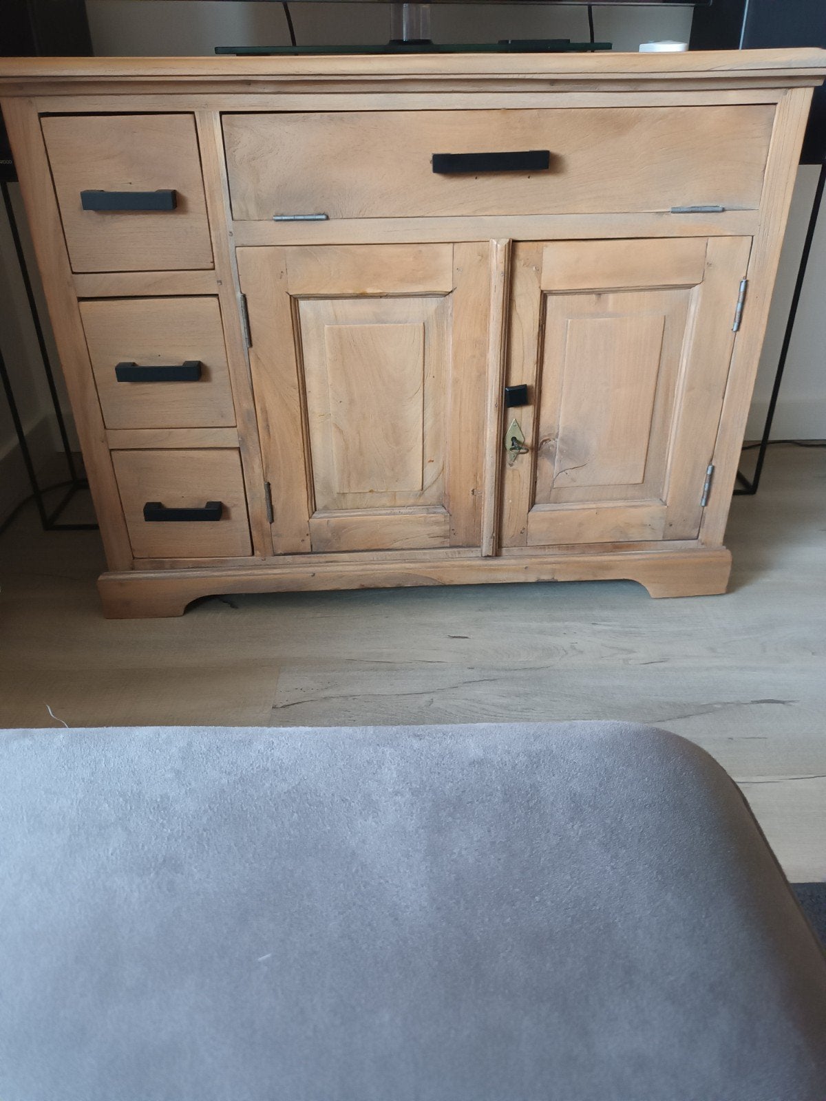 TV KAST teakhout, Ophalen, Gebruikt, Met deur(en), 100 tot 150 cm