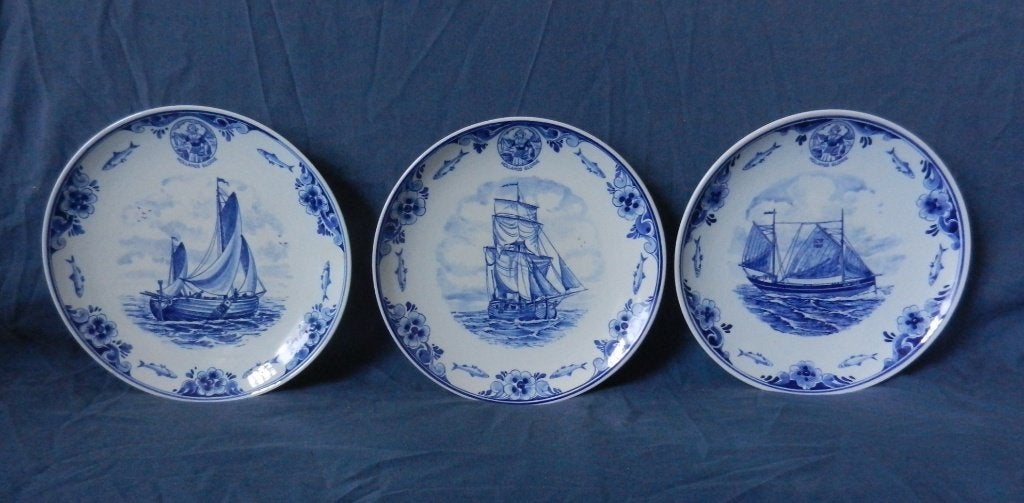 Drie blauwe borden zeilboten Schoonhoven Parlevliet Katwijk, Ophalen of Verzenden