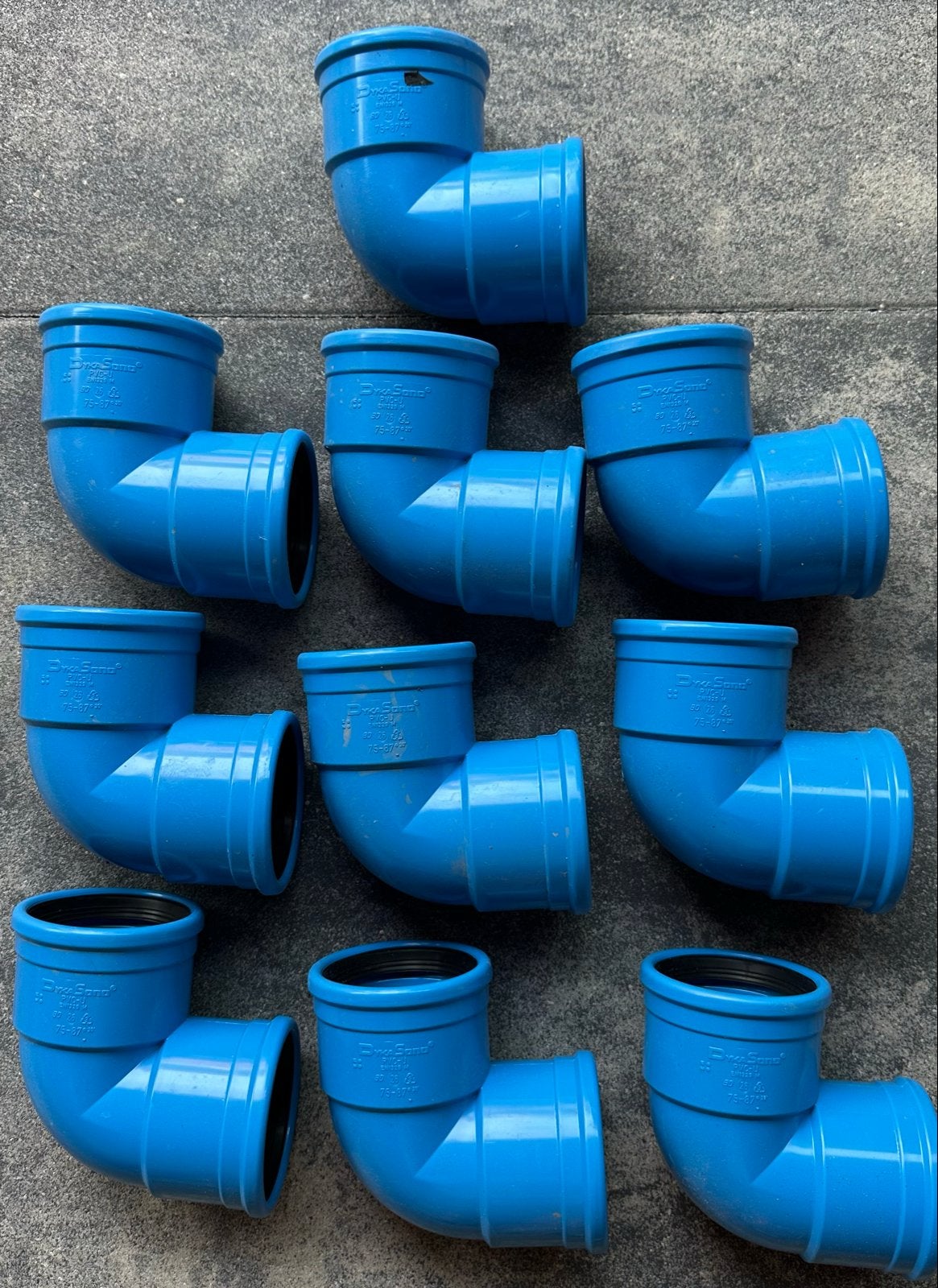 10 stuks Dyka Sono 75mm haakse bochten, Bochten, Pvc, 60 tot 80 mm, Nieuw