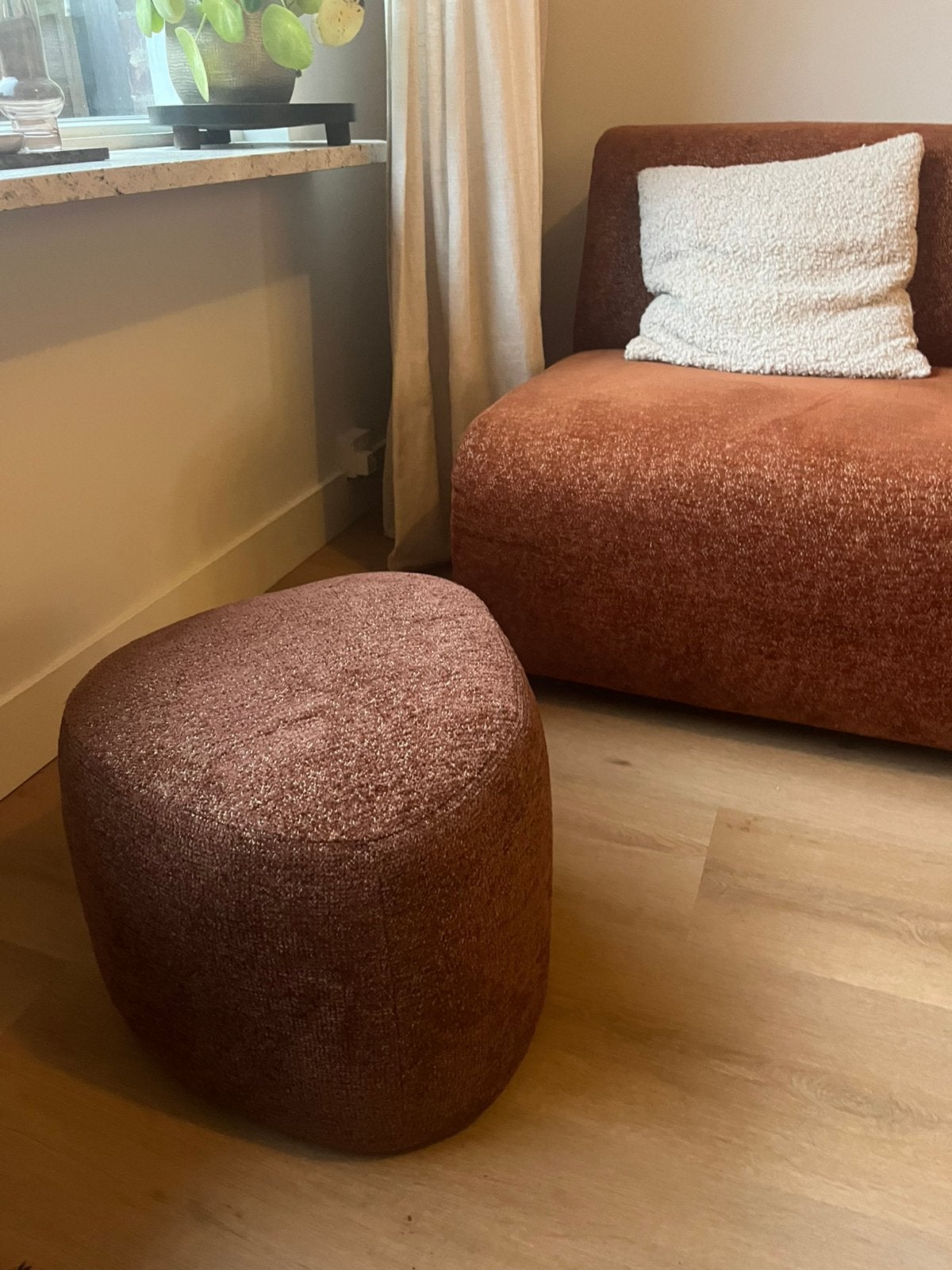 Poef oranje/bruin, Ophalen, Zo goed als nieuw, Minder dan 50 cm