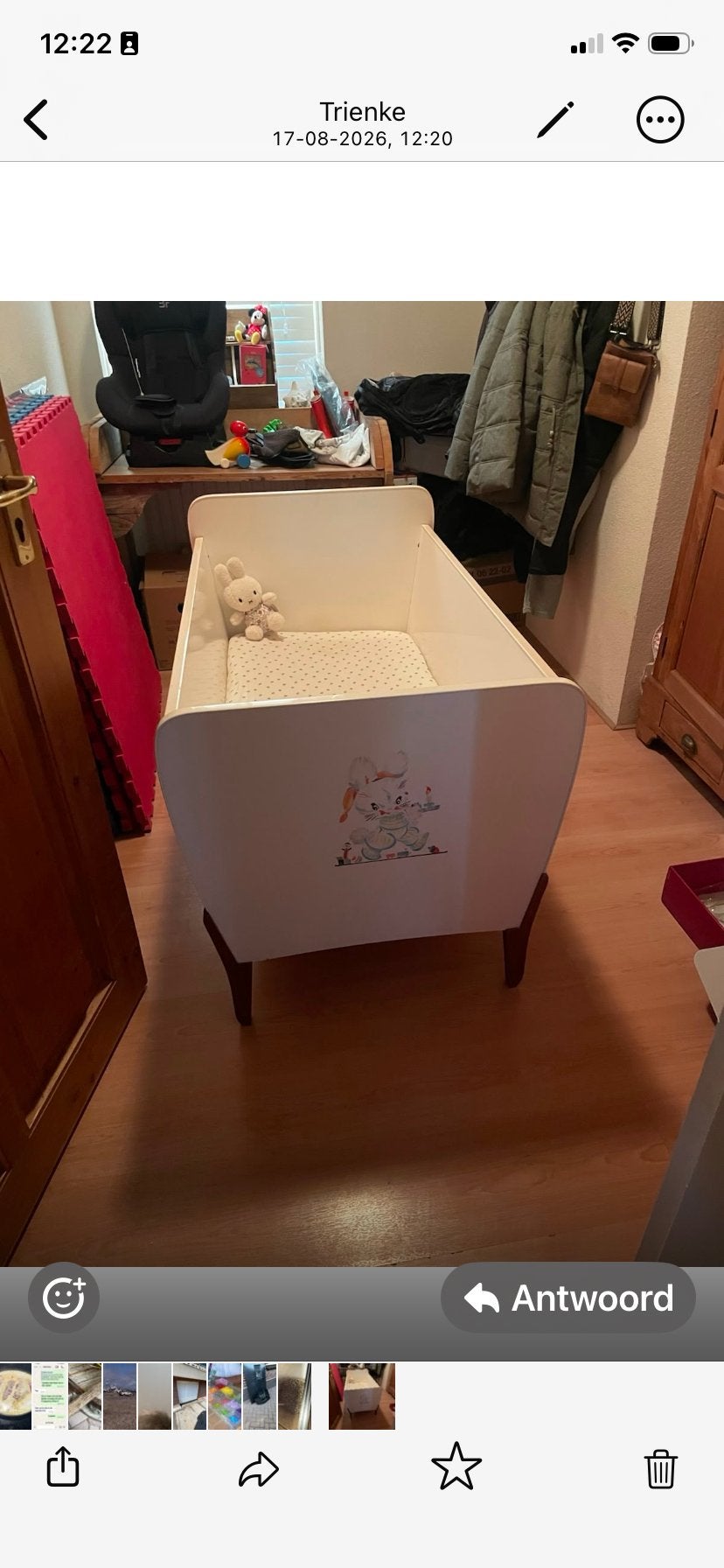 Schattig vitage Ledikantje met Konijnenprint, Ophalen, Gebruikt