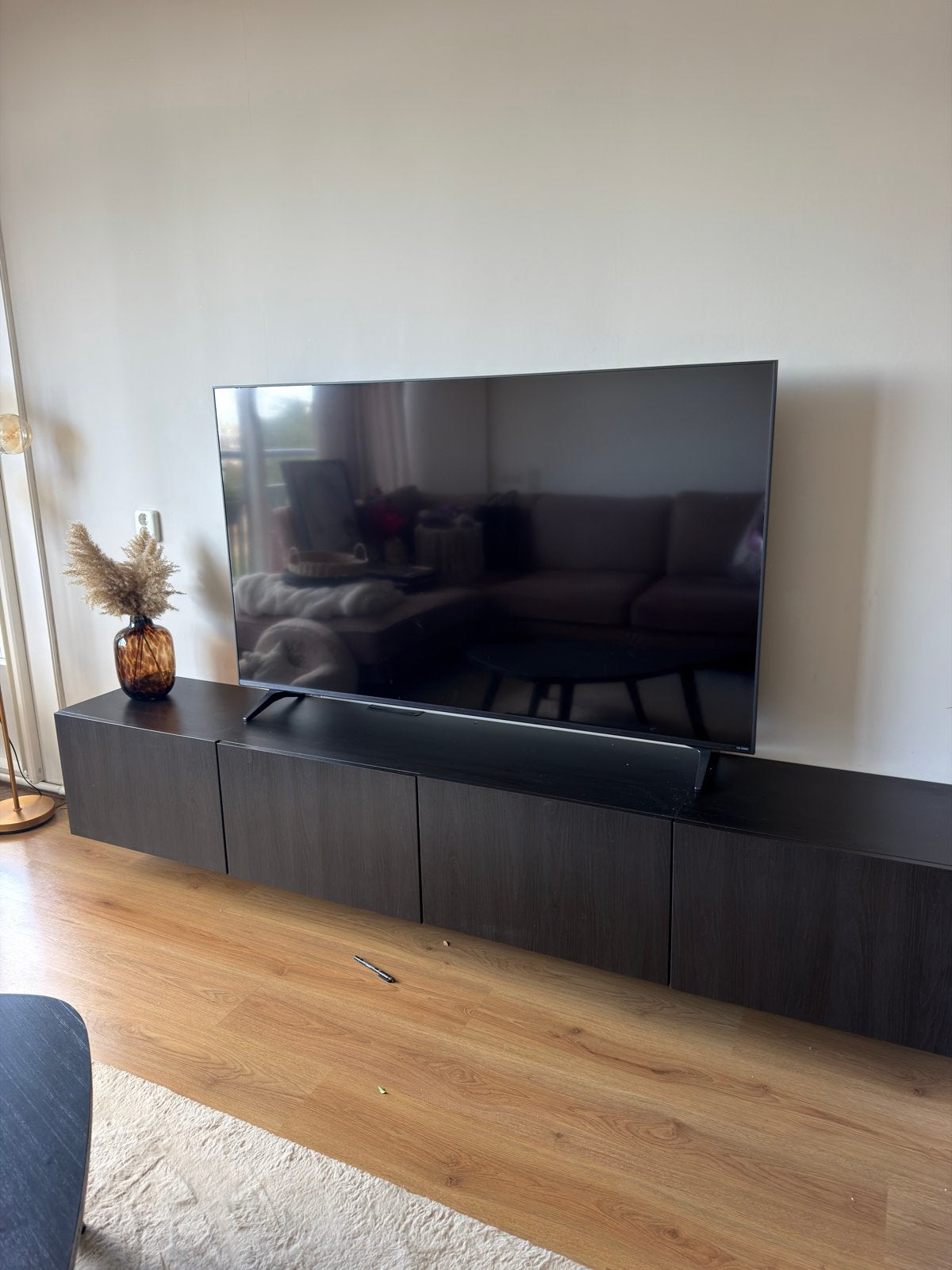 Zwarte Besta TV-kast, Ophalen, Gebruikt, 200 cm of meer, Minder dan 100 cm