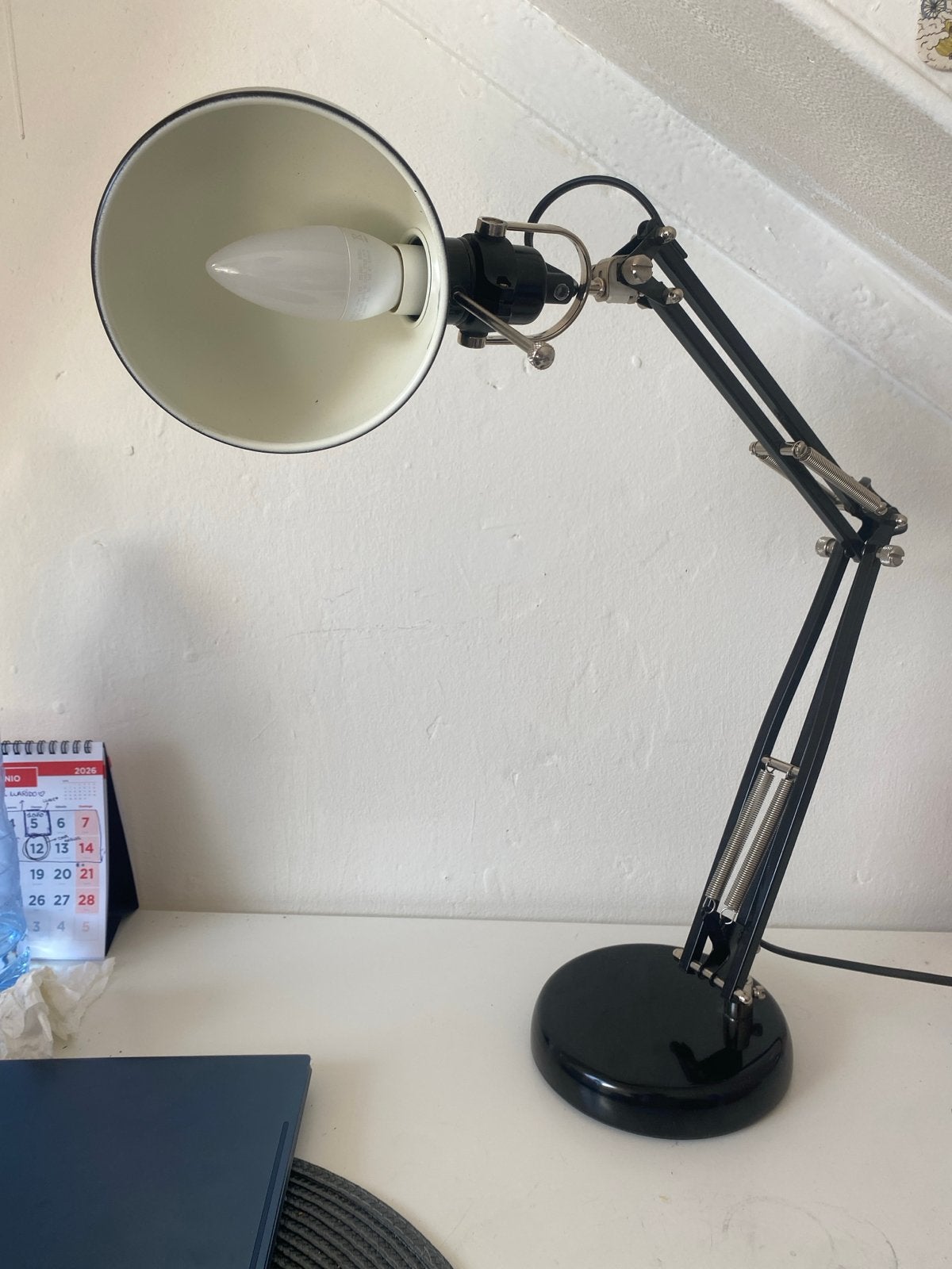 Zwarte bureaulamp met verstelbare arm, Ophalen of Verzenden, Gebruikt, Metaal, 50 tot 75 cm