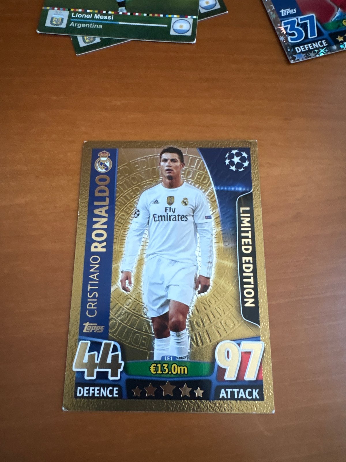 Cristiano Ronaldo Topps Match Attax Limited Edition Kaart, Ophalen of Verzenden, Zo goed als nieuw, Losse kaart, Foil