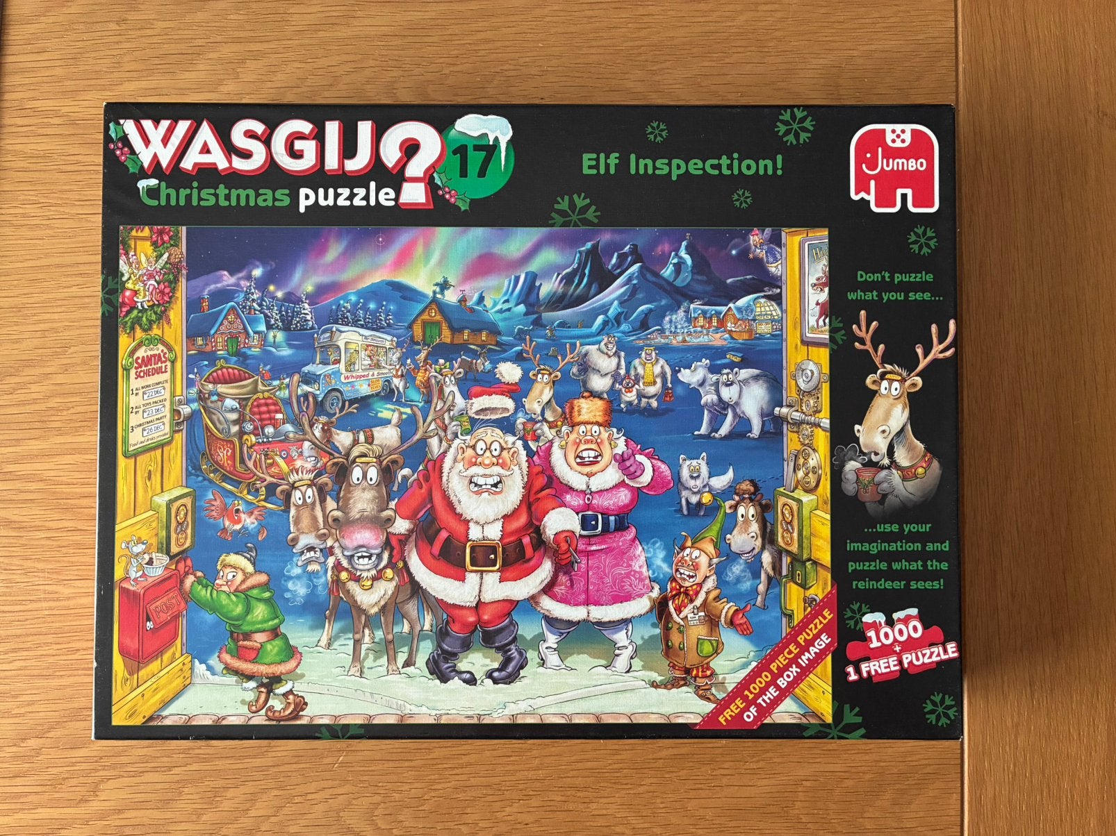 Wasgij kerst christmis nr 17 elf inspection 1000 X 2 stukjes, Ophalen of Verzenden, 500 t/m 1500 stukjes, Zo goed als nieuw, Legpuzzel