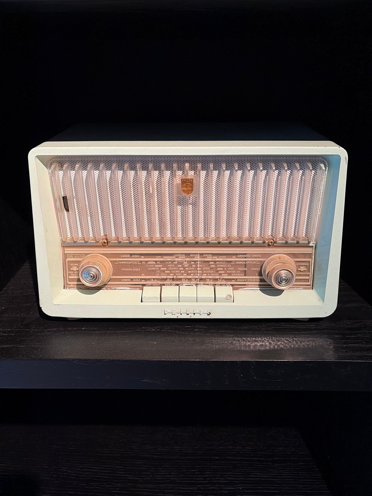Vintage Philips Buizenradio - Decoratief object, Ophalen, Niet werkend, Radio