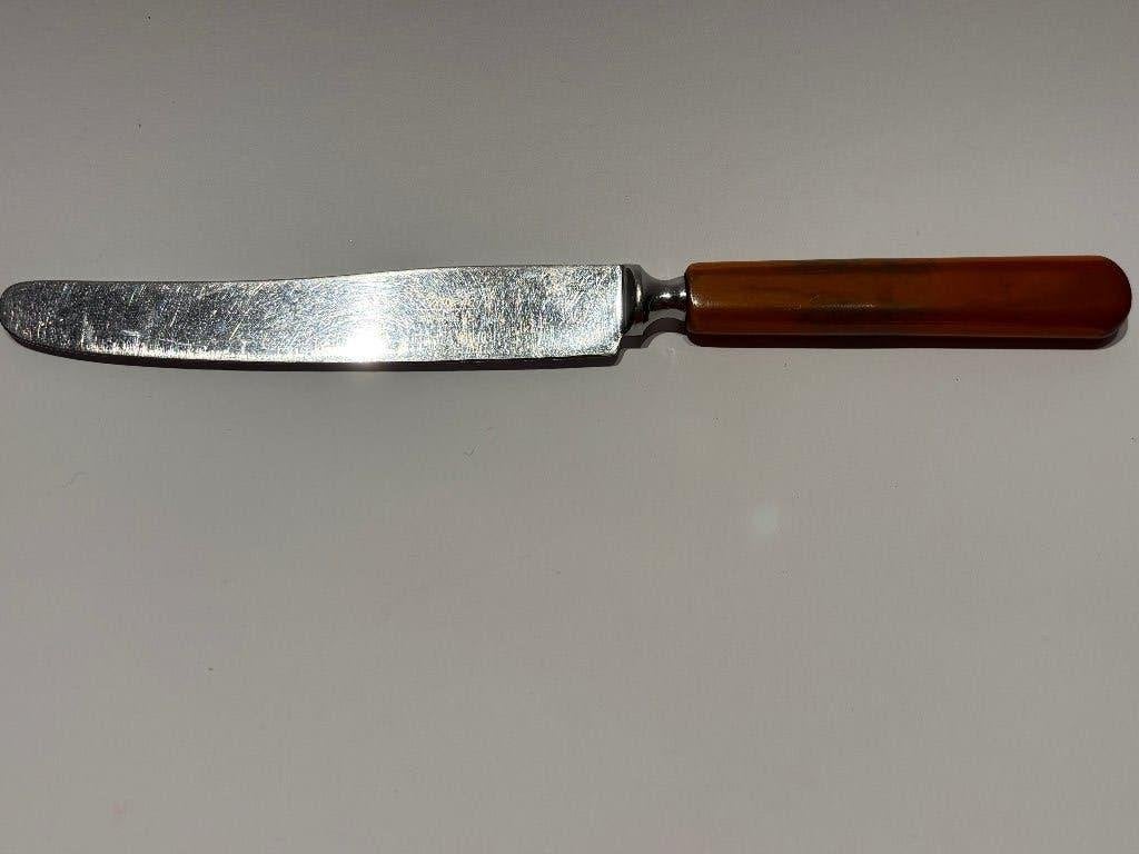 Vintage Amefa Dinermes Amber / Butterscotch Bakeliet Handvat, Antiek en Kunst, Ophalen of Verzenden