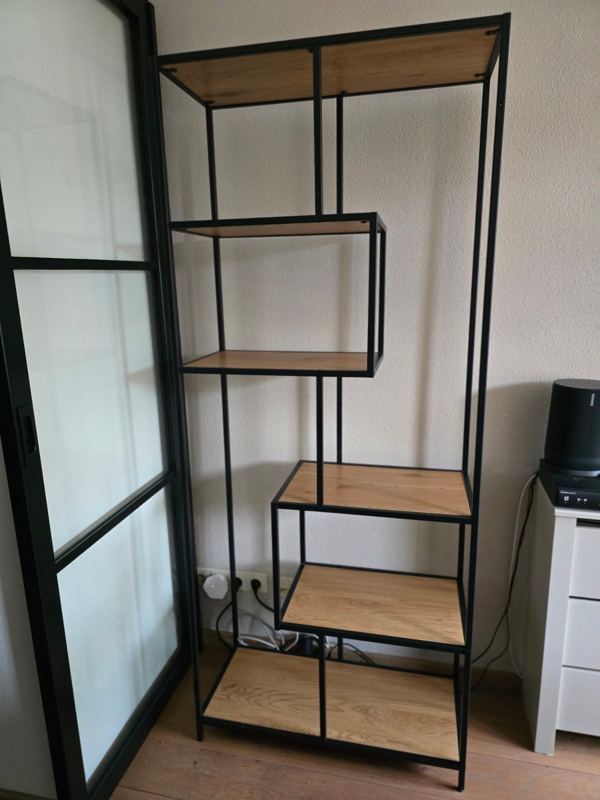 Industriële Boekenkast/Open Kast met Houten Planken, Met plank(en), 200 cm of meer, Industrieel, Modern, 50 tot 100 cm