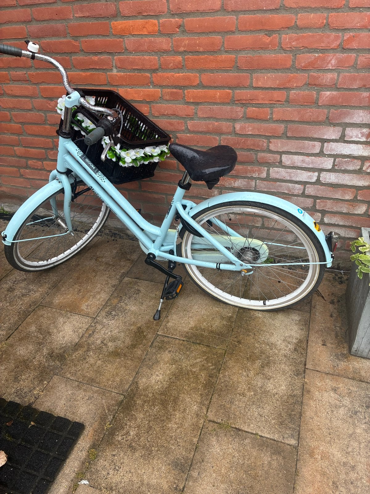 Alpina Mood Meisjesfiets 24 inch - Lichtblauw met mand, Fietsen en Brommers, Fietsen | Meisjes, Ophalen, Velgrem, Handrem, Gebruikt