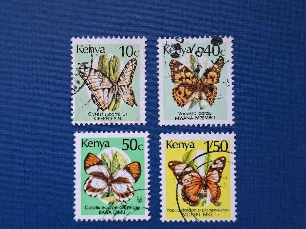 Postzegel Kenia 1989 ev 4 Vlinder zegels 30-05, Ophalen of Verzenden, Overige landen, Gestempeld