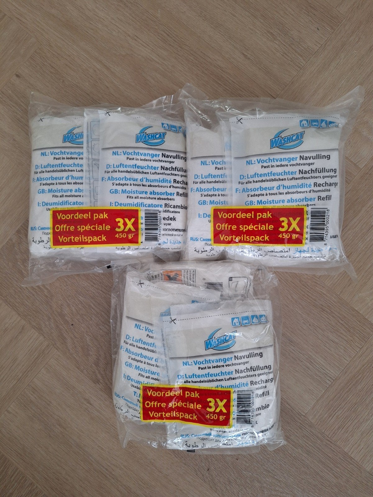 Washcat Vochtvanger Navulling 3x 450gr Voordeelpak, Ophalen of Verzenden