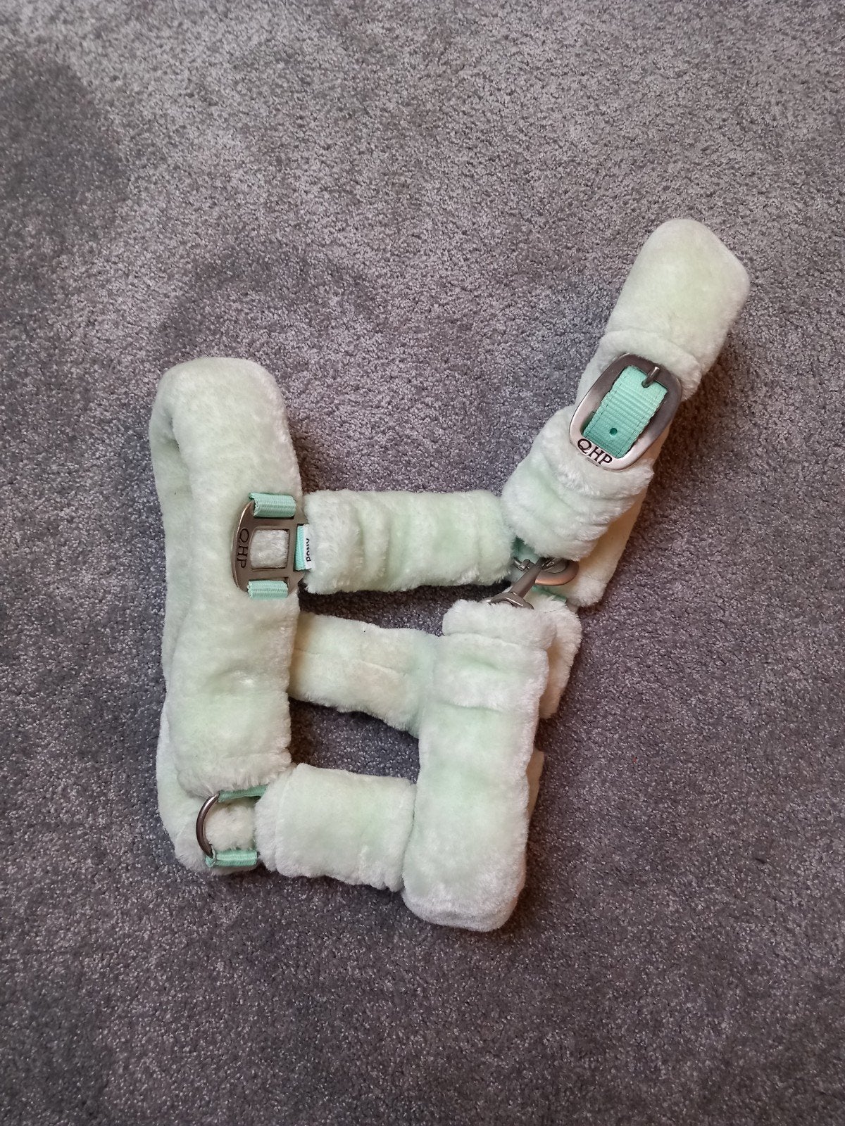 Halster QHP met bont maat Pony turqoise, Met bont, Halster, QHP, Ophalen of Verzenden