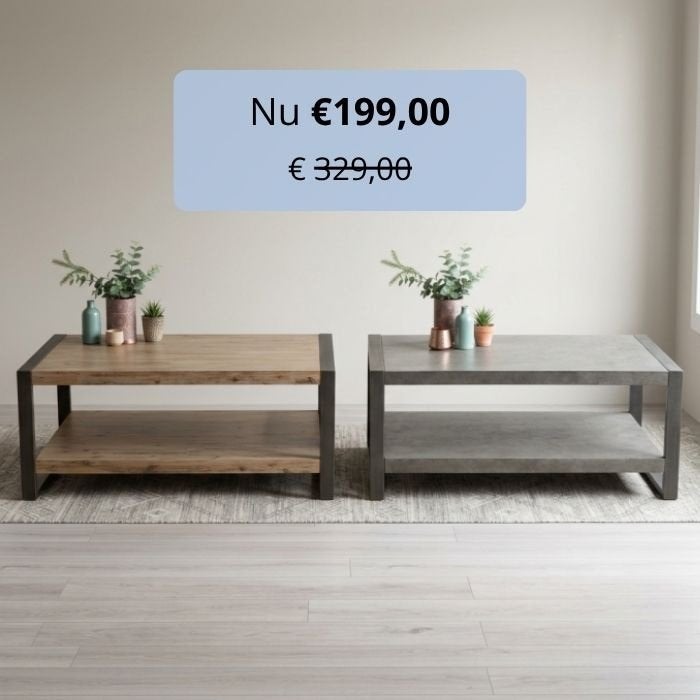 Industriële salontafels van acaciahout met staal, 100 tot 150 cm, Nieuw, 50 tot 100 cm, Industrieel