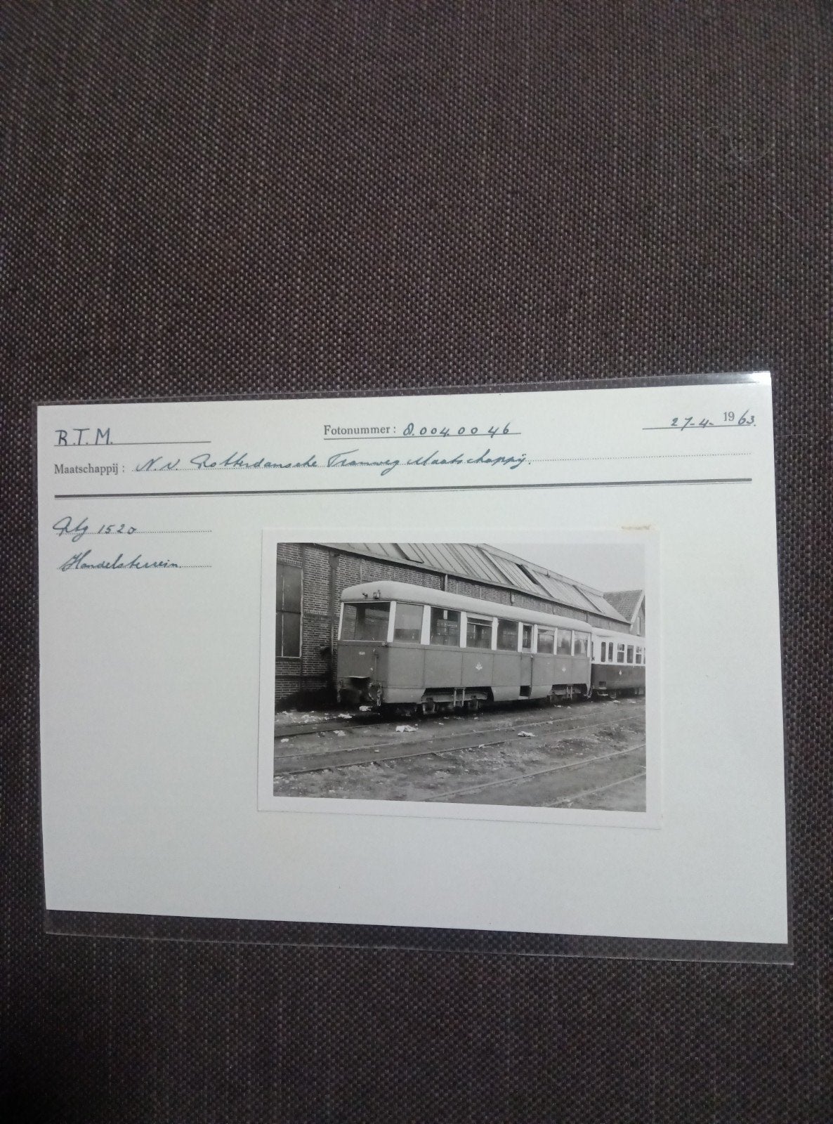 RTM  Foto - J.L.M. R.T.M. 1520, Ophalen of Verzenden, Gebruikt, Trein, Kaart of Prent