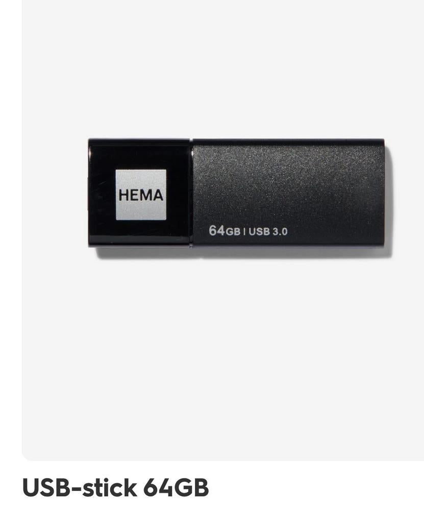 HEMA USB-STICK 64 GB 3.0, Computers en Software, USB Sticks, Zo goed als nieuw, 64 GB, Ophalen of Verzenden