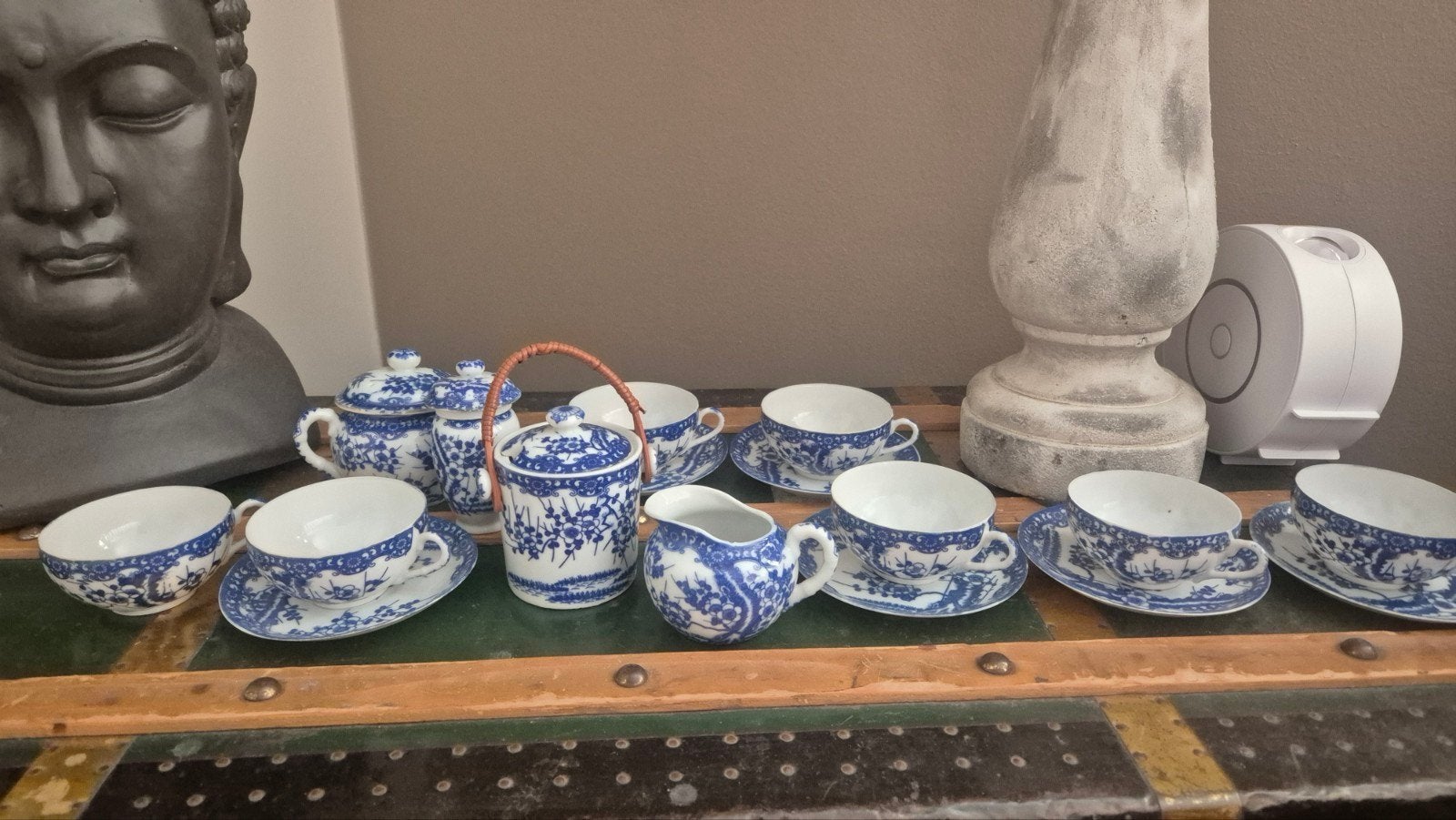 Vintage Japans theeservies - Blauw en wit porselein, Ophalen