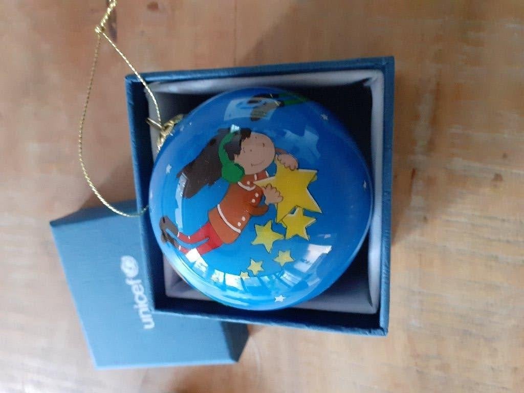 glazen unicef kerstbal, Ophalen of Verzenden, Zo goed als nieuw