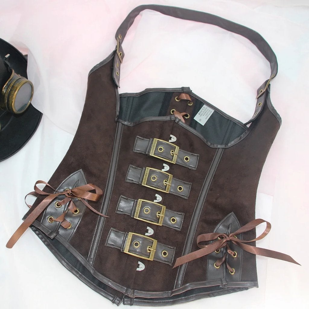 Bruin dames korset met gespen vrouwen corset steampunk, Kleding | Dames, Verzenden, Bruin, Body of Korset