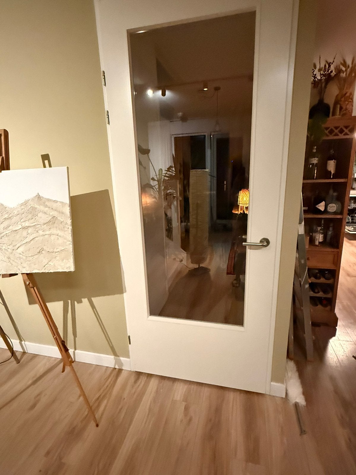 Svedex witte opdek binnendeur met glas-linksdraaiend, Ophalen, Gebruikt, 215 cm of meer, Binnendeur
