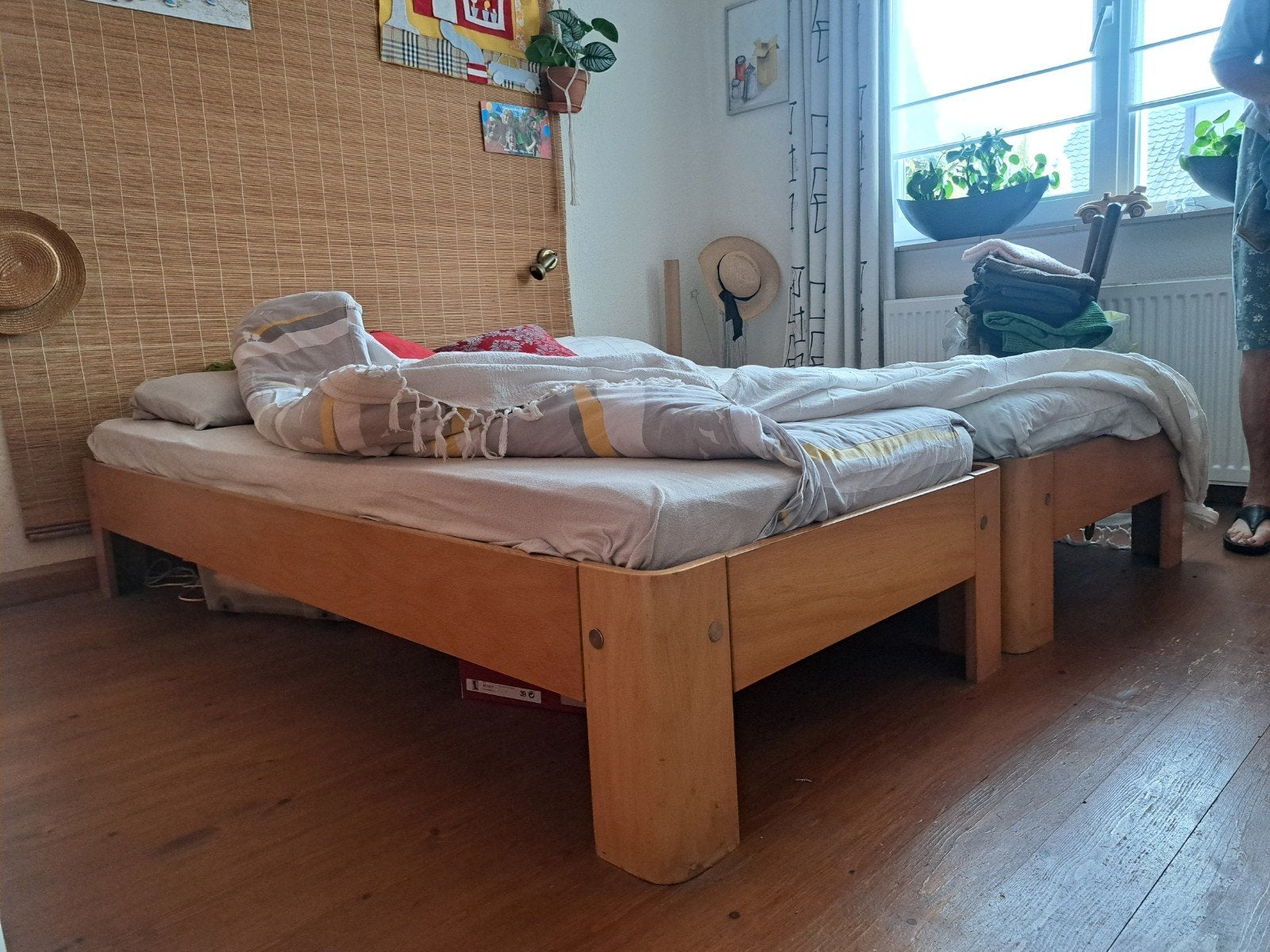 2 x 1 grenen persoonsbed., Ophalen, Gebruikt, 90 cm, Eenpersoons