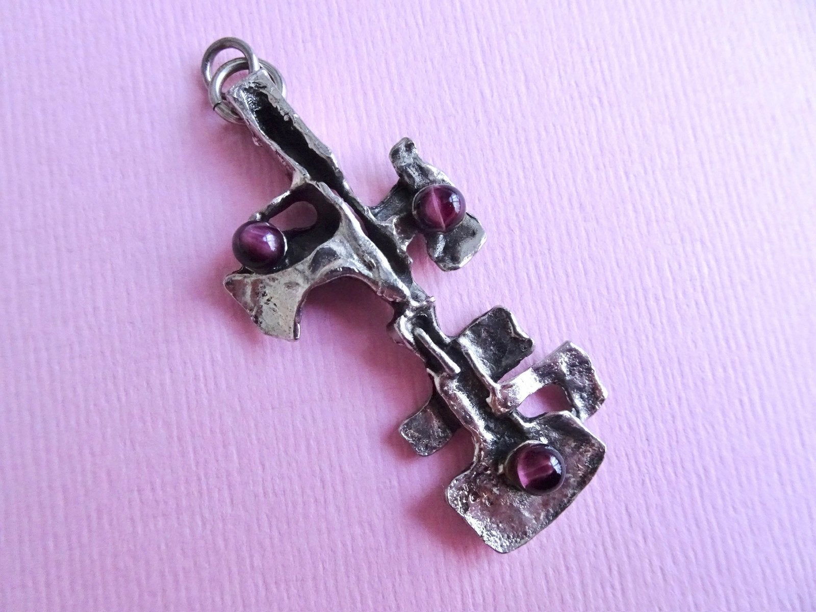 jwg Vintage 60s 70s modernist design ketting hanger paars, Verzenden, Overige materialen, Hanger