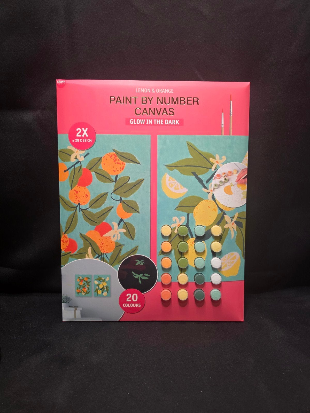 Paint By Number Canvas Glow In The Dark Lemon & Orange, ., Overige thema's, Nieuw, Meerkleurig