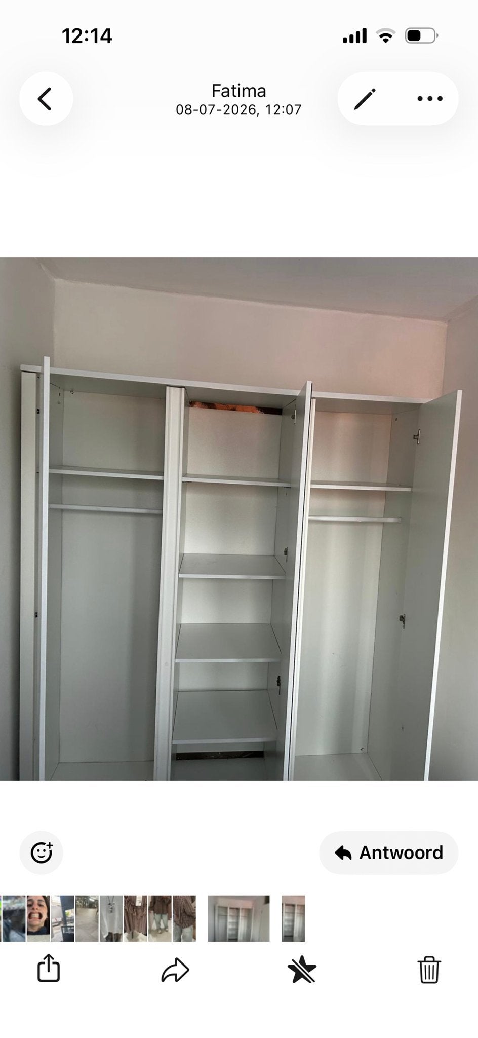 Witte schuifdeurkast met spiegel, Huis en Inrichting, Kasten | Kledingkasten, Ophalen, Gebruikt, 200 cm of meer, 150 tot 200 cm