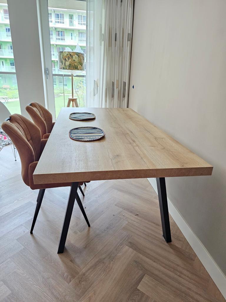 Eettafel eiken 200 x 100 cm, Ophalen, 200 cm of meer, 50 tot 100 cm, Zo goed als nieuw