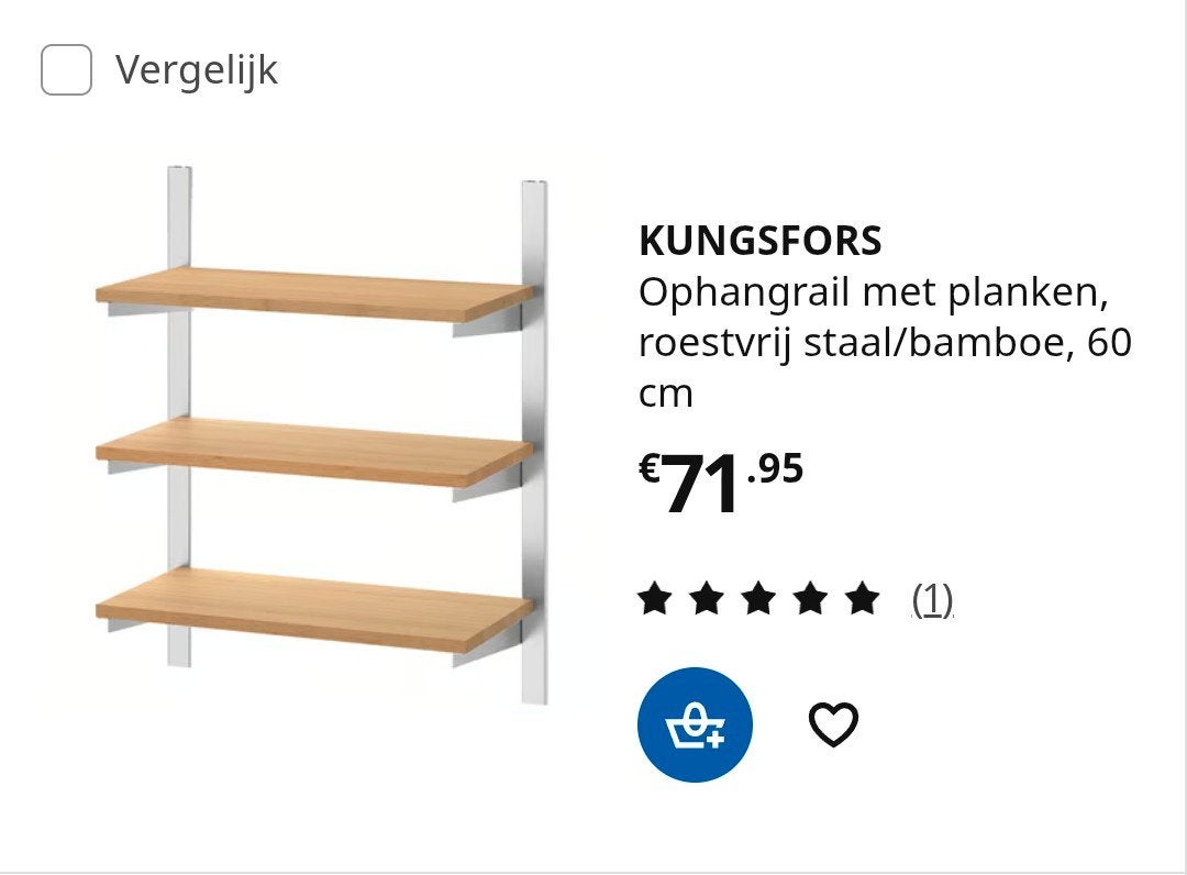 boekenrek kungsfors ikea 3 planken, Ophalen, Zo goed als nieuw